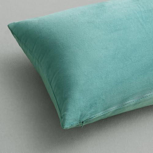 Image of MIULEE Pack of 2, Velvet Soft Soild Decorative Square Throw Pillow Covers Set Cushion Case for Sofa Bedroom Car 20 x 20 Inch 50 x 50 cm Aqua Green