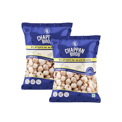 Image of Chappan Bhog Platinum Makhana 250g x 2 | 6+ Suta Jumbo Foxnuts (Phool Makhana) | Premium Raw Makhana (Lotus Seeds) | High Protein, Gluten Free Healthy Snack | Ready to Eat | Fasting and Evening Diet