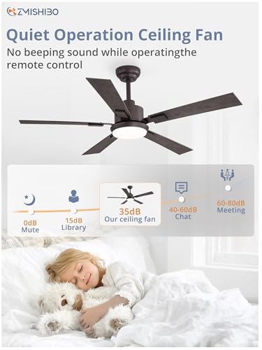 Image of ZMISHIBO 52 inch Bronze Ceiling Fans with Lights and Remote, Indoor /Outdoor Farmhouse Ceiling Fan for Bedroom Living Room Patio, 6 Speed Reversible Quiet DC Motor, 3 CCT, Dual Finish Blades