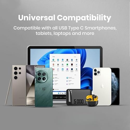 Image of AIBEX USB-A to Type-C 25 cm Powerbank Cable 3.4A Fast Charging & Data Sync Short Cord Compatible with Samsung, OnePlus, Xiaomi, Realme, Vivo, Oppo, Google Pixel, iPad, Tablets, Laptops, Travel (White)