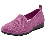 Women’s Orthopedic Loafers Lightweight Comfy Knit Walking Shoes Breathable Mesh Hollow Out Soft Sole Sneakers Summer Fashion Round Toe Slip On Casual Sneakers Purple