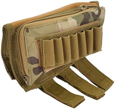 FARMSOLDIER Rifle Stock Pack, Cheek Pad Buttstock Ammo Holder Pouch,Tactical Buttstock Shotgun Rifle Shell Holder Cheek Rest Pouch Multicam