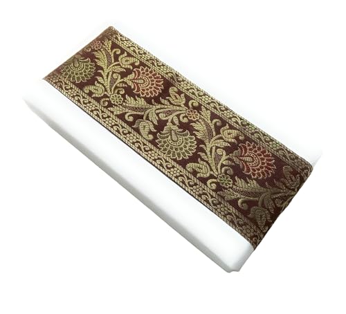 Image of Brocade Ethnic Work 9 Meter Laces and Borders Material for Dresses, Sarees, Lehenga, Suits, Blouses, Dupatta, chunri and Crafts (Coffee Brown)