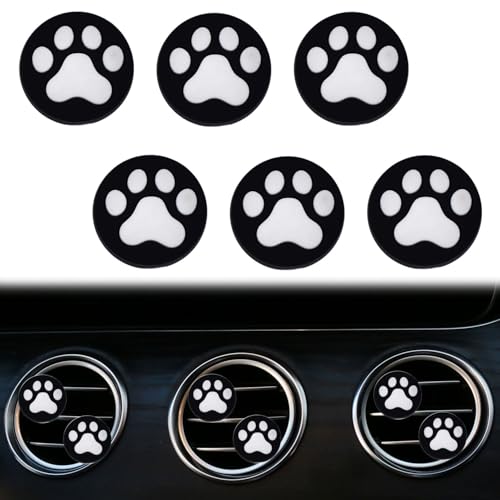 Image of 6 Pcs Black and White Dog Paws Air Vent Clips,Cute Dog paws Car Air Fresheners Vents Clips Diamond Vent Clip Car Interior Decor Charm Accessories Decoration for Women,Automotive Air Fresheners