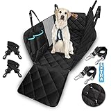 🐶 PROTEGE TU COCHE – Nuestra funda es completamente segura y de máxima calidad. Tejido suave con superficie Oxford 600D, cubierta de PVC resistente al agua, relleno de suave algodón PP y malla antideslizante EVA, 4 capas de excelentes materiales que hacen que nuestra funda sea más cómoda y duradera. Incluye 4 hebillas de liberación rápida alrededor del reposacabezas delantero y trasero. Incorpora aperturas de velcro para los cinturones de seguridad. Asiento antideslizante.