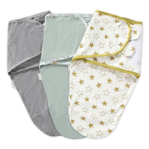 Image of LOVABYLUCK Baby Swaddle Warp Adjustable 3 Pack100% Cotton Newborn Swaddle Blanket for Boy Girl