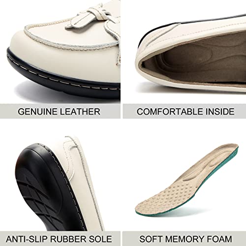 Image of Maichal Loafers for Women Slip On Comfort Leather Tassel Dress Shoes