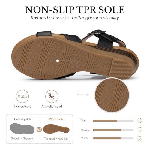 Image of SHIBEVER Wedge Sandals for Women Dressy: Comfortable Low Heel Summer Sandal | Casual Walking All-Day Comfort Dress Ladies Strappy Shoes - Ankle Strap Arch Support with Cushioned for Work Vacation