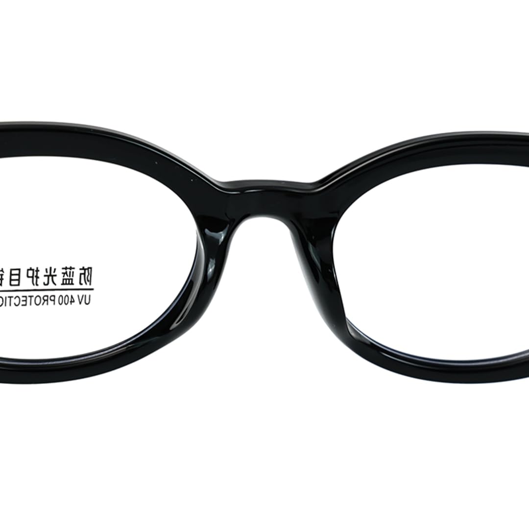 Occhiali ovali Tr90 anti luce blu, lenti trasparenti, occhiali da vista alla moda da donna, montatura in acetato (nero con lenti trasparenti)