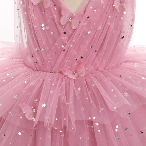 IMEKIS Toddler Girls Butterfly Birthday Dress Rainbow Tulle Formal Wedding Party Ruffle Tutu Dresses Photo Shoot4