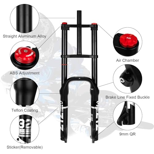 image for ZTZ 20/26 inch 4.0 Fat Tire Bike Air Suspension Fork - 180mm Travel, 1