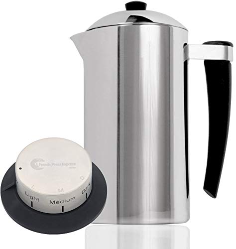 French Press Express Stainless Steel Coffee Press - Double-Wall Ergonomic Design - 1