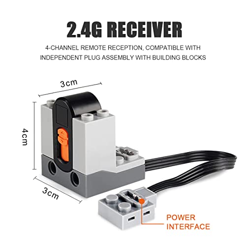 Misini 25 Pieces Power Functions Motor Set, Science And Technology Power Motor Kit, Including 1L/2M/1 Servo Motors,Remote Control Battery Box Extension Cord Switch Receiver Set,Compatible With Lego #TOP3