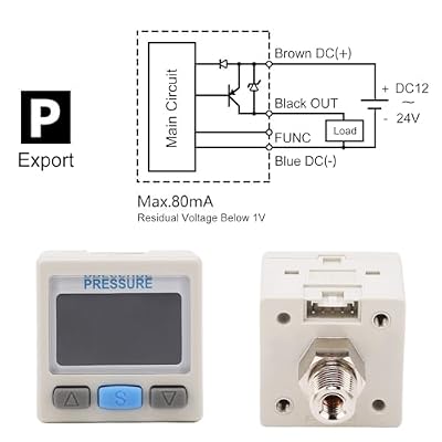 Digital Pressure Switch Controller, Air Pressure Regulator Valve Pneumatic Vacuum Digital Controller Swtich 12~24V DC 0-101kPa, RC 1/8in Interface Thread(ZSE30A-01-P-L)