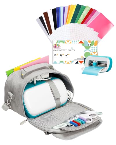 UCEC Craft Organizer Tote Bag & Smart Vinyl Set Heat Press Accessories and Supplies Portable Craft Organizer Carrying Case & 51 Sheets 5.5x12 in Vinyl Kit