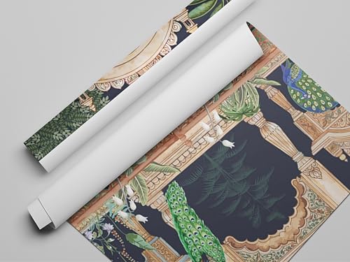 Image of 999STORE Traditional Mughal Garden Dome Indian Wallpaper Ethinic Wallpaper Peacock Wallpaper for Walls Bedroom (Non8X60446)