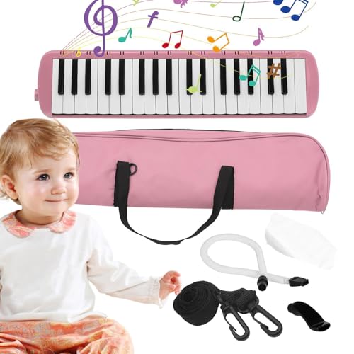 m[uhi 37 Key Melodica Kit - Child Harmonica Piano,Blow Keyboard Melodica Instrument, Portable Air Piano Keyboard Musical Instr