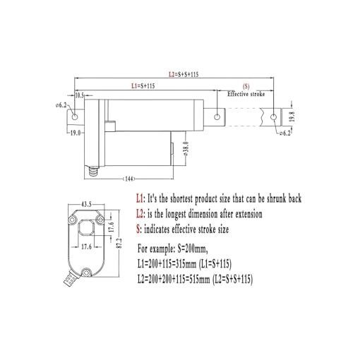 Actionneur linéaire 12V 1800N moteur électrique course 150mm automation - 5