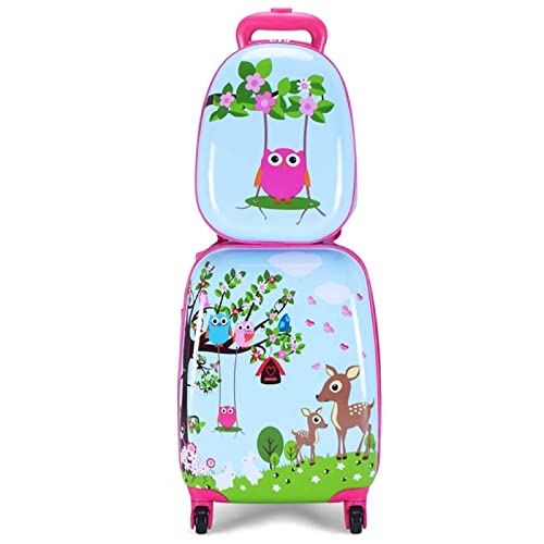 HONEY JOY Equipaje de mano para niños, mochila de 12 pulgadas para niños pequeños y maleta de viaje de 16 pulgadas con ruedas giratorias, carcasa dura ABS duradera, juego de equipaje ligero con ruedas