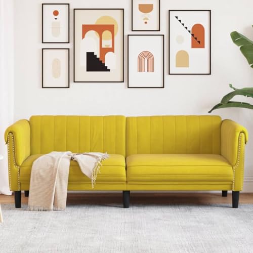 DYRJDJWIDHW Cama Sofa,Sofa Cama Dos plazas,Sofa Tres plazas,Sofá de 3 plazas Terciopelo amarilloAdecuado para salón, Dormitorio