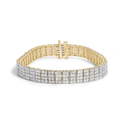 Haus of Brilliance IGI Certified 14K Yellow Gold Plated Sterling Silver 10.0 Cttw Diamond 4 Row Tennis Bracelet