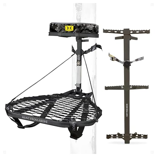 Hawk Ranger Traction Mud Camo 3 Pack Climbing Sticks with Durable Steel Hang On Hunting Treestand and Full Body Safety Harness