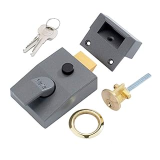 Yale P-89-DMG-PB-60 Deadlocking Nightlatch, Automatic Deadlock, Dark Metallic Finish/Brass Cylinder, High Security, Outdoor Lock, Front Door Latch