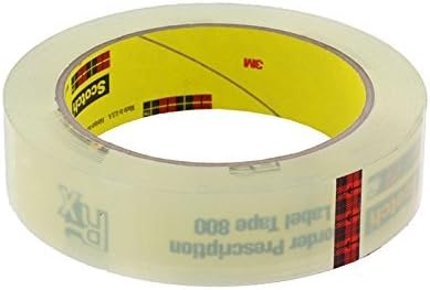 Scotch(R) Prescription Label Tape 800 Clear, 1 in x 72 yd, 12 per box