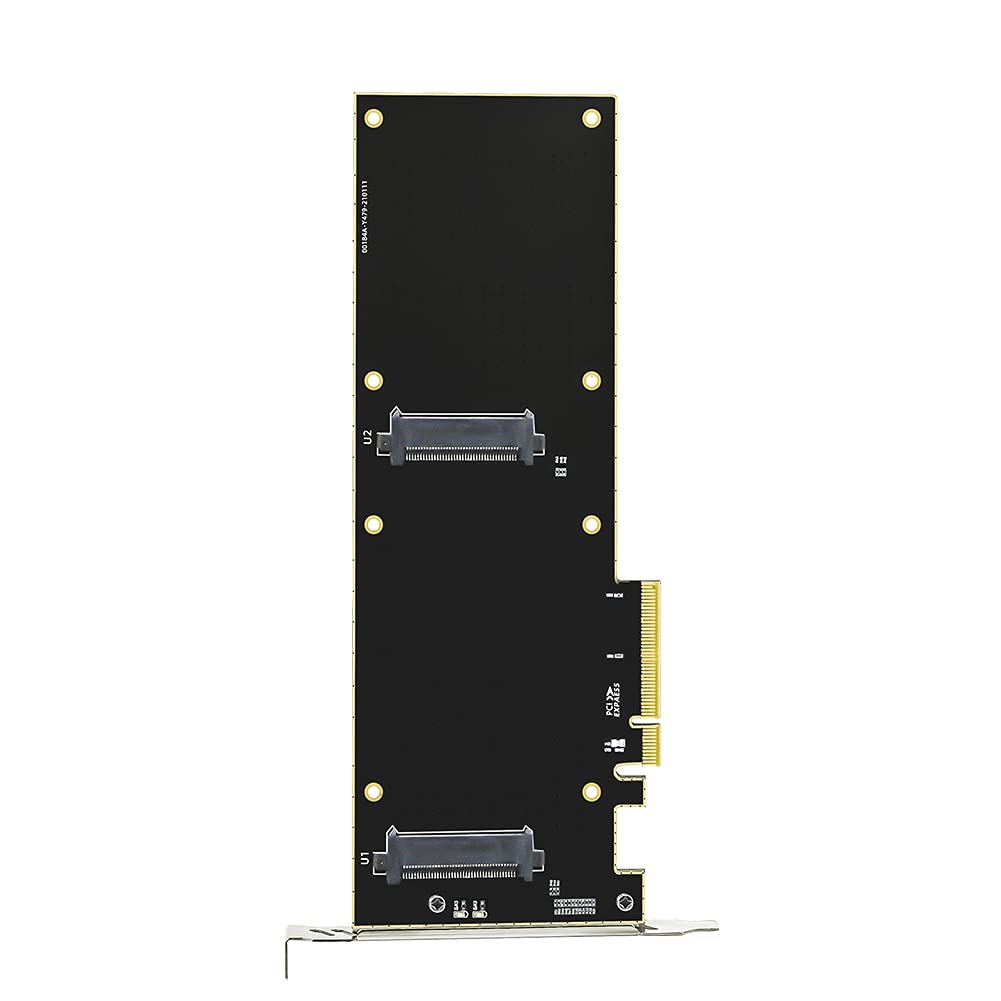 U.2 to PCIE X8 X16 Riser Card Dual Bay Full Height Nvme SSD Adapter Card (U.2 Dual)