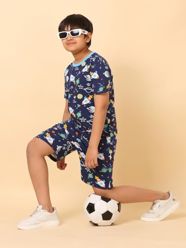 Image of Boys Halfsleeves Cotton Solid /Printed T-Shirt & Shorts Summer Co-ord Set /Clothing Set /Casual wear