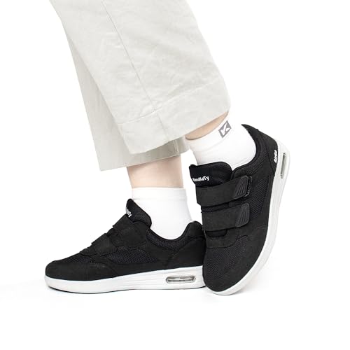 Image of Diabetic Orthopedic Walking Shoes Wide Toe Adjustable Men Women | 3-Layer Adjustable Insole, Custom Fit as Feet Change, Hook & Loop Easy On-Off, Air Cushion Non-Slip, for Sensitive Feet