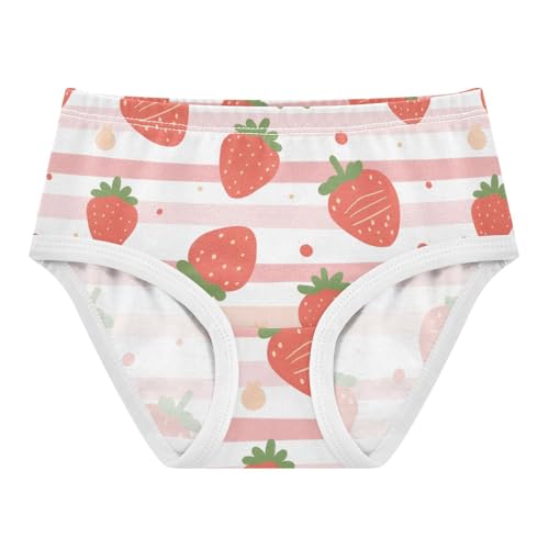 Wusikd Pink Strawberry Stripes Girls' Underwear Cotton Girls Briefs Soft Toddler Underwear 2T