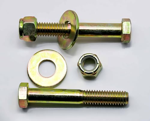 Image of 3 /8 inch x 2-1 /2 inch Hex Head Bolt by Color Galvanization with Ny lon Lock nut and Large Size Washer Assortment Kit,Alloy Steel,Grade 5.(8pcs Pack),by Metalsuberg.