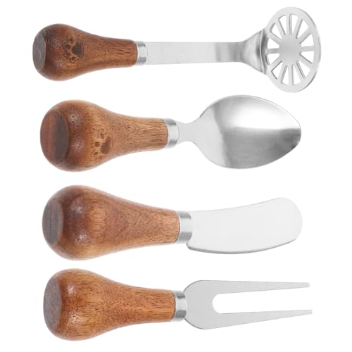 FUNOMOCYA Set of 4 Cheese Knive Fork Spoon Portable Cheese Cutter Stainless Steel Cheese Fork Spoon for Kitchen Supplies