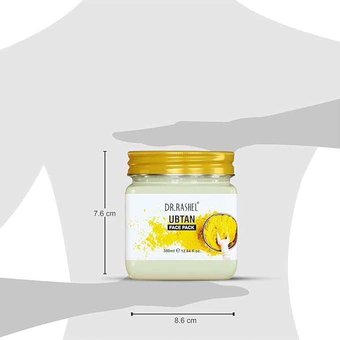 Image of DR.RASHEL Ubtan Face Pack | Haldi |for Glowing Skin | Oil Control | Acne | Pimples | Blemishes | Pigmentation & Brightening | Face Cleansing for Face & Body | 380ml Each | Pack of 3