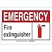 Brady 119961 Aluminum"Emergency Fire Extinguisher" Sign, 10" H x 14" W, Black/Red/White