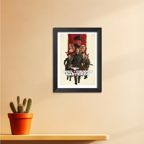 Image of TenorArts Inglourious Basterds Poster Hollywood Movie Posters Vector Art Photo Frame Painting With Dark Wooden Texture (12inches x 9inches)