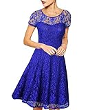 ❤️Festliches Kleid damen mit Ärmel, A-linie Kleider Tüll, Rundhals, zur festlichen Anlässen wie Hochzeit, Geburtstag, Patei, Ball, Cocktail, Party, Karneval, Ostern oder für den Alltag. Gute Geschenken für die Frau, Freundin, Mama.