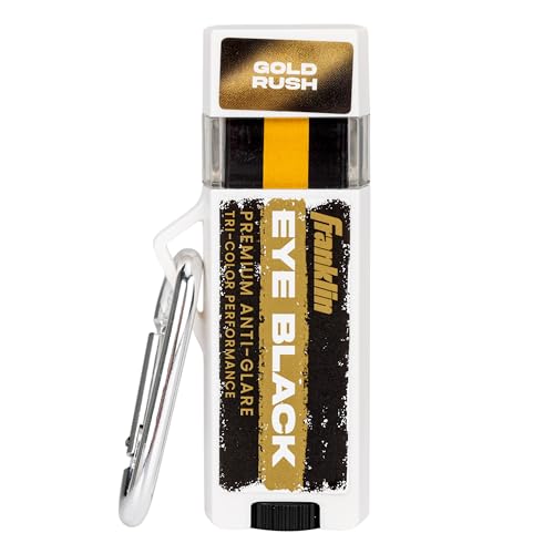Image of Franklin Sports Eye Black Stick - Baseball Softball + Football - Black /Gold | Reduces Sun + Stadium Glare, Non-Toxic Beeswax Formula, Smudge-Proof for Lacrosse + Game Day, Includes Carabiner Clip