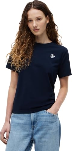 Tommy Hilfiger Damen T-Shirt Kurzarm Script mit Rundhalsausschnitt, Blau (Dark Night Navy), XS – Ansicht 1