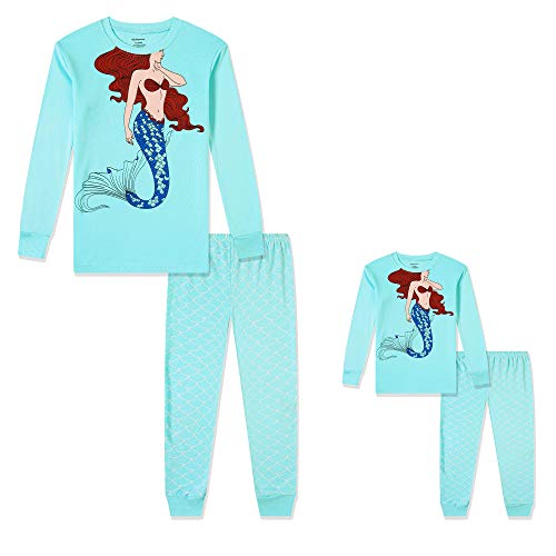 Image of Babyroom Girls Matching Doll&Toddler 4 Piece Cotton Pajamas Toddler Christmas Sleepwear