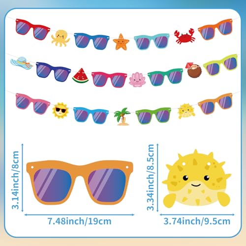 Image of Hooqict Summer Party Banner Decorations Colorful Sunglasses Banner Garland Sign for Summer Vacation Party Decorations Tropical Luau Beach Pool Birthday Decoration Supplies