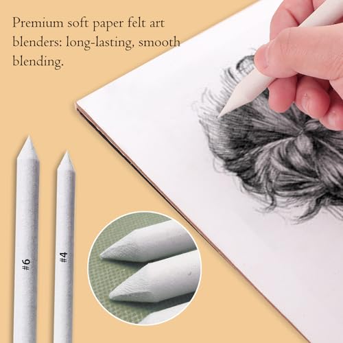 Hodyludy 48 Pcs Blending Stumps and Tortillions, Oil Pastel Blending Pencils, Paper Art Blenders Sticks, Sketch Shading Pencils for Students, Artists, Charcoal & Drawing Supplies by Hodyludy - Used condition - Image 5