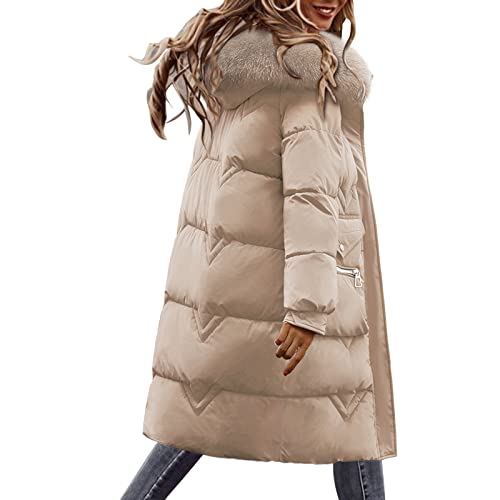 Veste rembourrée en coton chaud pour femme avec grand col en laine doux