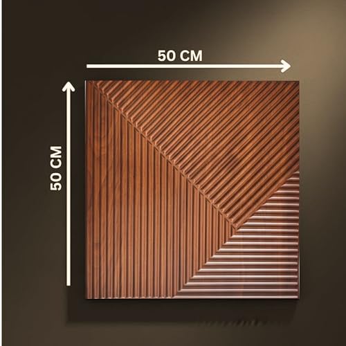 Image of Kayra Decor 3D PVC Wall Panels for Bedroom & Living Room |Fluted Design |Darkwood Color | 19.7 x 19.7 Inch | Pack of 18 | 48.42 Sq Ft
