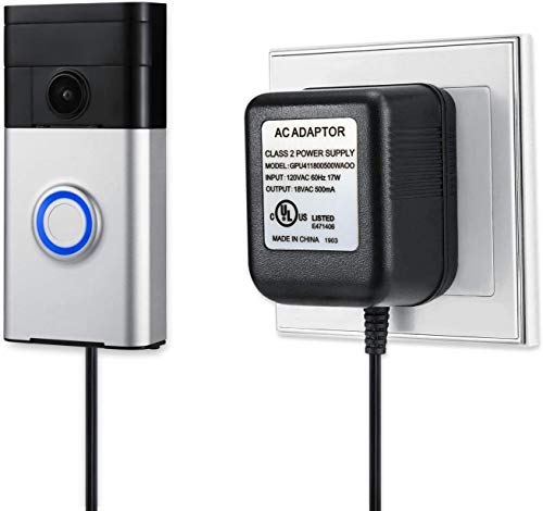 Wasserstein 8.2ft/2.5m UL-Certified Power Supply Adapter Compatible with Ring Video Doorbell, Doorbell 2, Doorbell Pro, Zmodo Smart Greet Video Doorbell, eufy Security Doorbell, Arlo Video Doorbell