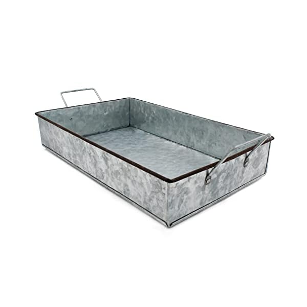ArtSkills Rustic Galvanized Tray, Small Metal Serving Tray, Silver Decorative Tray for Farmhouse Decor, DIY Projects
