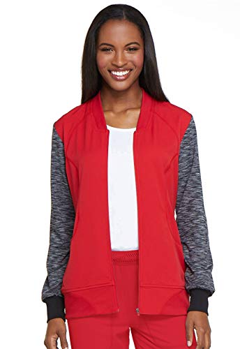 Dickies Dynamix Women Warm Up Scrubs Jacket Zip Front Plus Size Dk350, 4Xl, Red #TOP27