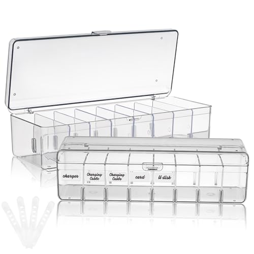 Boîte de Rangement pour Câbles Organiseur de Cordons Transparent Bureau Maison