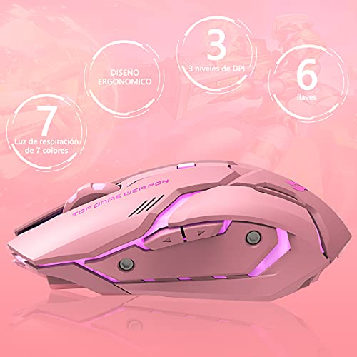 Mouse De Computadora, Personal Computer mouse rosa Marca KAMYSEN (2)